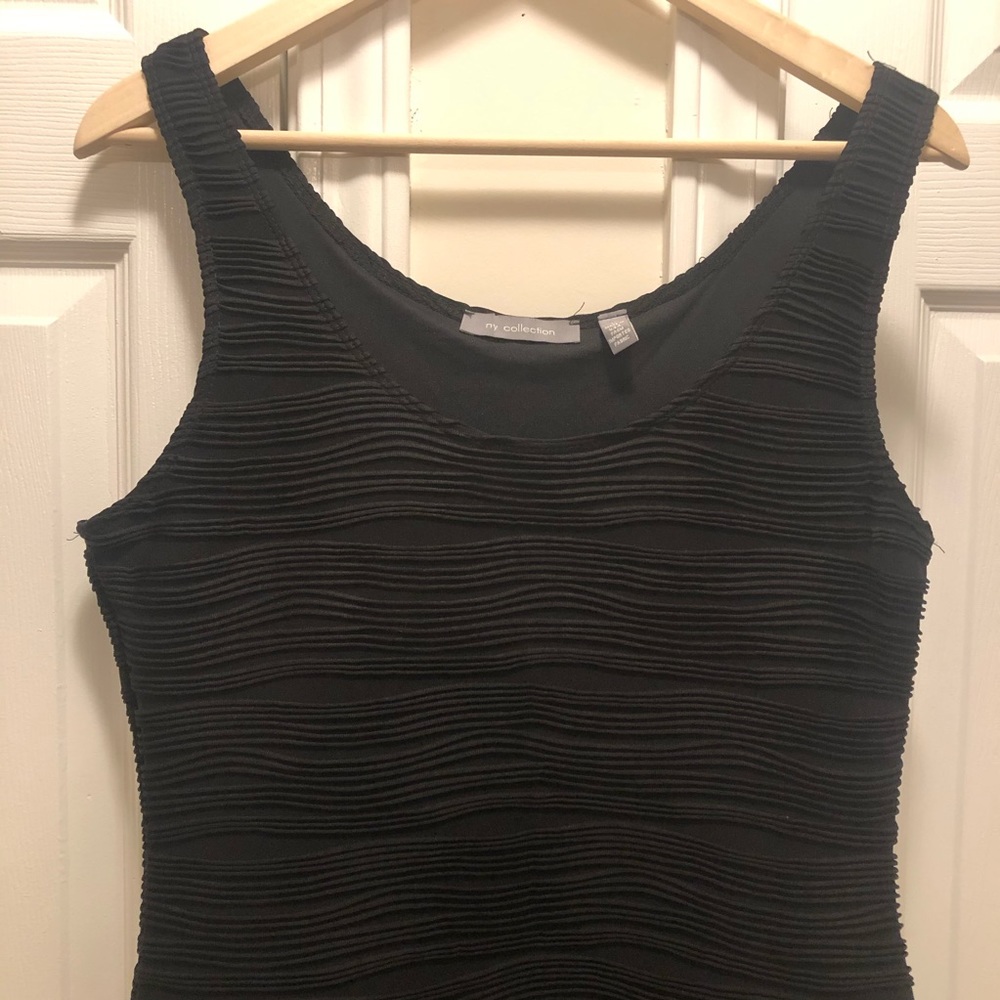 NY Collection Ribbed Black Dress - Picture 3 of 6